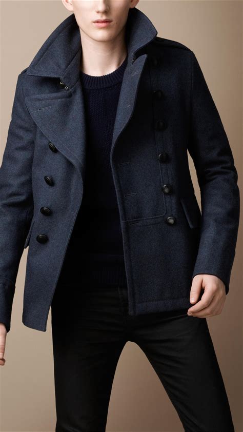 blue peacoat burberry|burberry pea coats men's sale.